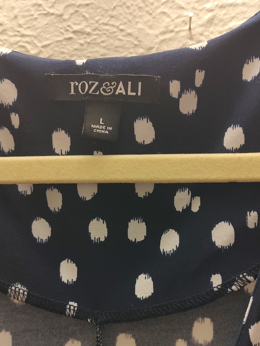 Roz& Ali Navy Polka Dot Wrap Dress - White Dot Print - Picture 2 of 5